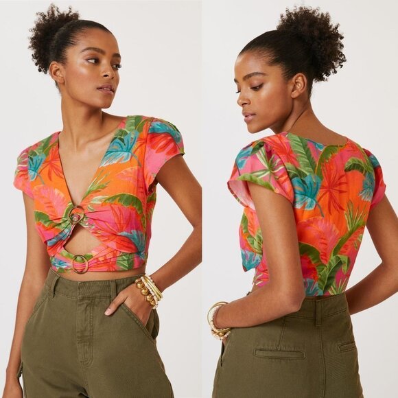 Anthropologie Tops - Anthropologie Farm Rio Cut-Out Top in Red Motif Size Large NWT $148